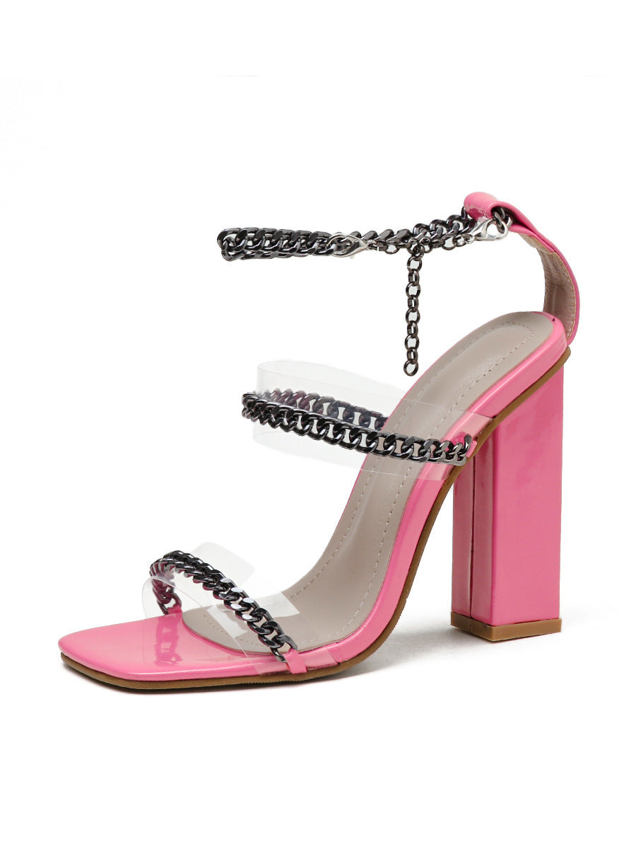 Nouvelles Sandales Sexy à Talons Hauts avec Chaîne