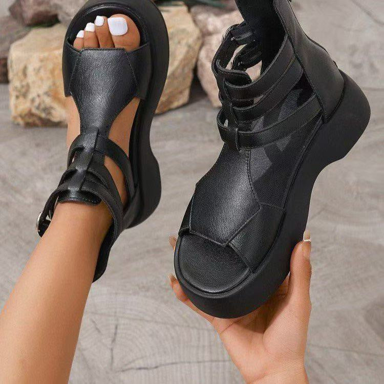Sandales Romaines – Printemps/Été, Talon Plat, Semelle Plateforme