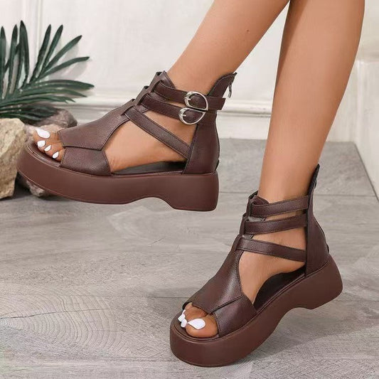 Sandales Romaines – Printemps/Été, Talon Plat, Semelle Plateforme