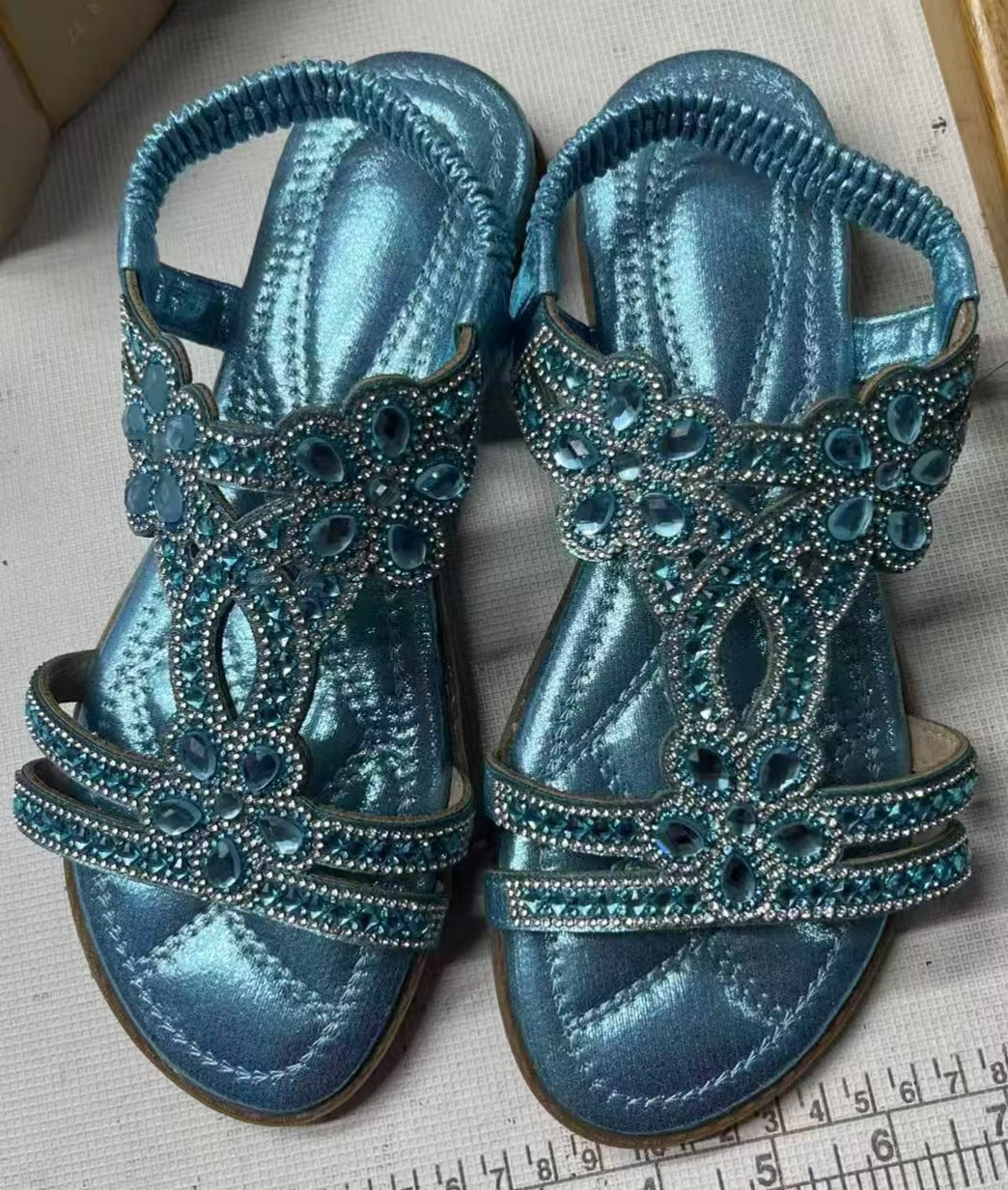 Chaussures Plates– Style Bohème Ethnique avec Fleurs et Strass