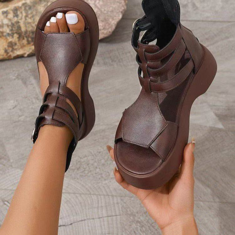 Sandales Romaines – Printemps/Été, Talon Plat, Semelle Plateforme